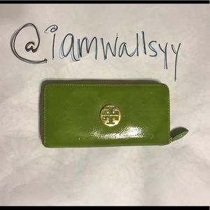 Tory Burch Green Zip Wallet